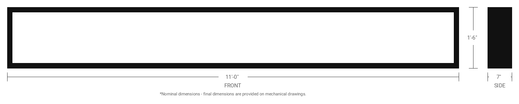 1.5' x 11' Double Sided Aluminum Sign Cabinet with 7" Extrusion