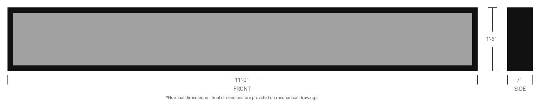 1.5' x 11' Single Sided Aluminum Sign Cabinet with 7" Extrusion