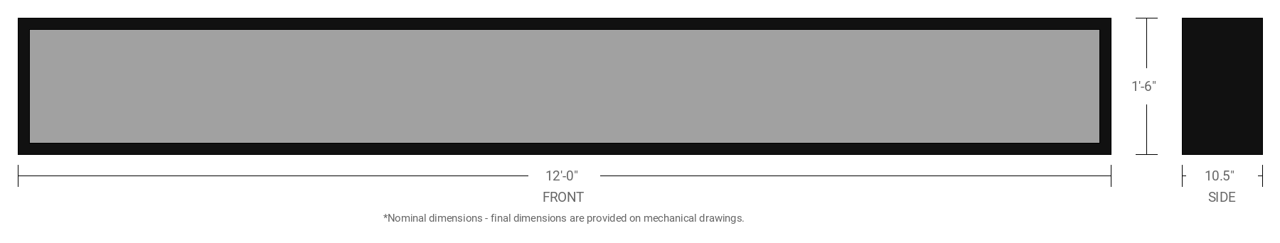 1.5' x 12' Single Sided Aluminum Sign Cabinet with 10.5" Extrusion