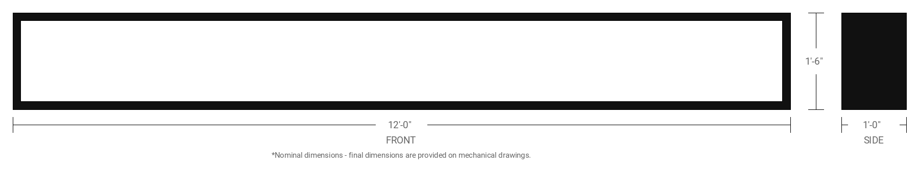 1.5' x 12' Double Sided Aluminum Sign Cabinet with 12" Extrusion