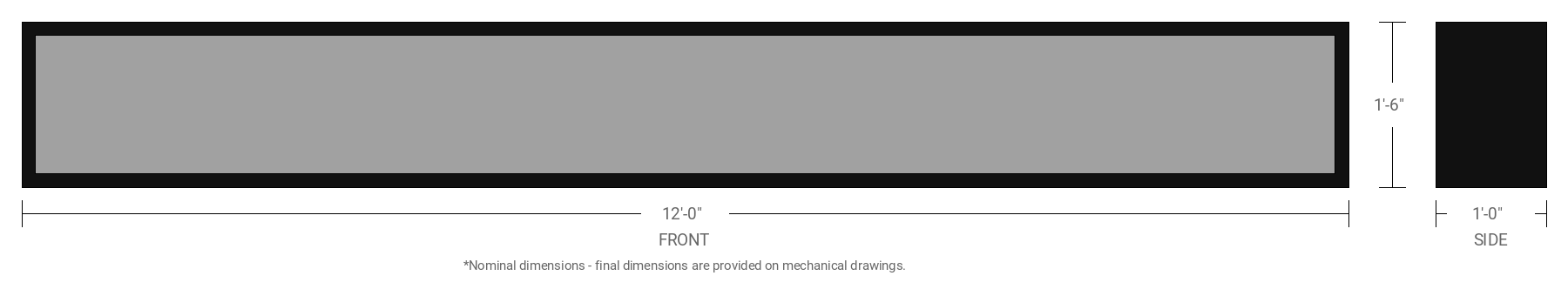 1.5' x 12' Single Sided Aluminum Sign Cabinet with 12" Extrusion