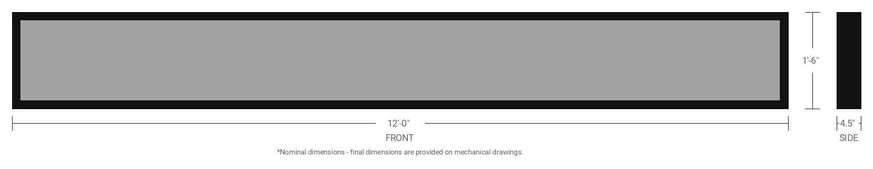 1.5' x 12' Single Sided Aluminum Sign Cabinet with 4.5" Extrusion