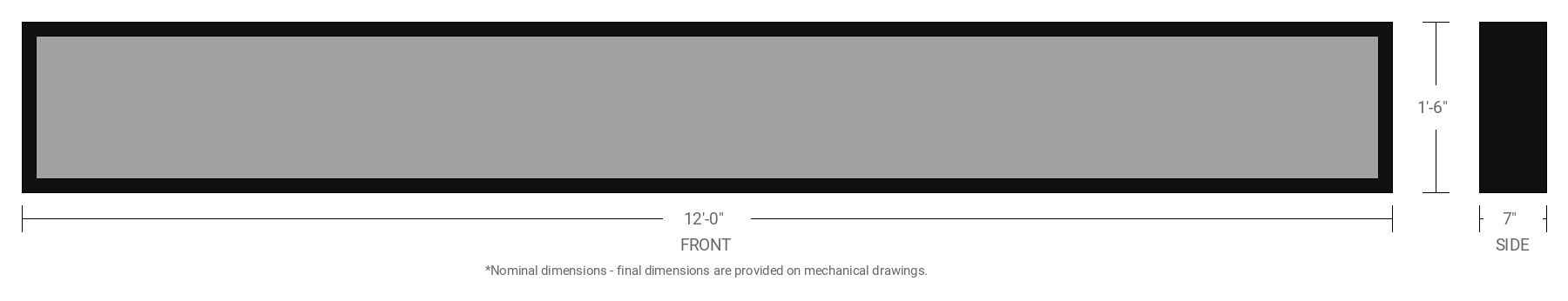 1.5' x 12' Single Sided Aluminum Sign Cabinet with 7" Extrusion