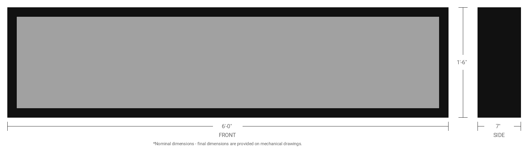 1.5' x 6' Single Sided Aluminum Sign Cabinet with 7" Extrusion