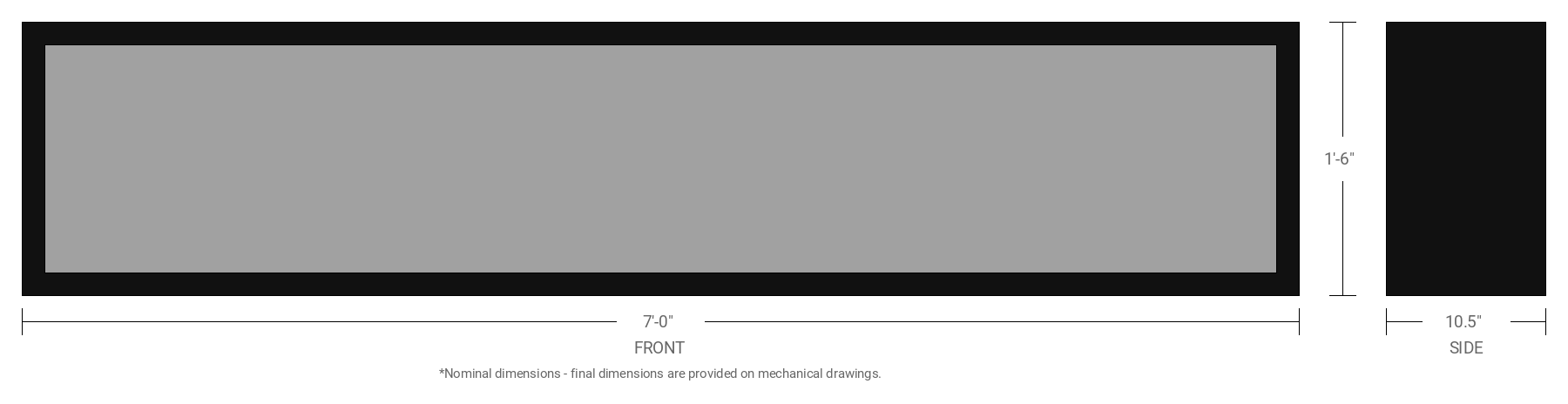 1.5' x 7' Single Sided Aluminum Sign Cabinet with 10.5" Extrusion