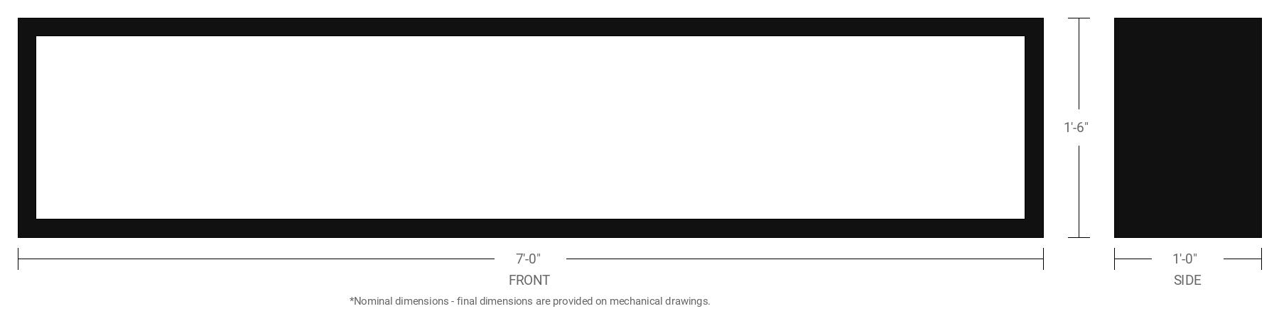 1.5' x 7' Double Sided Aluminum Sign Cabinet with 12" Extrusion