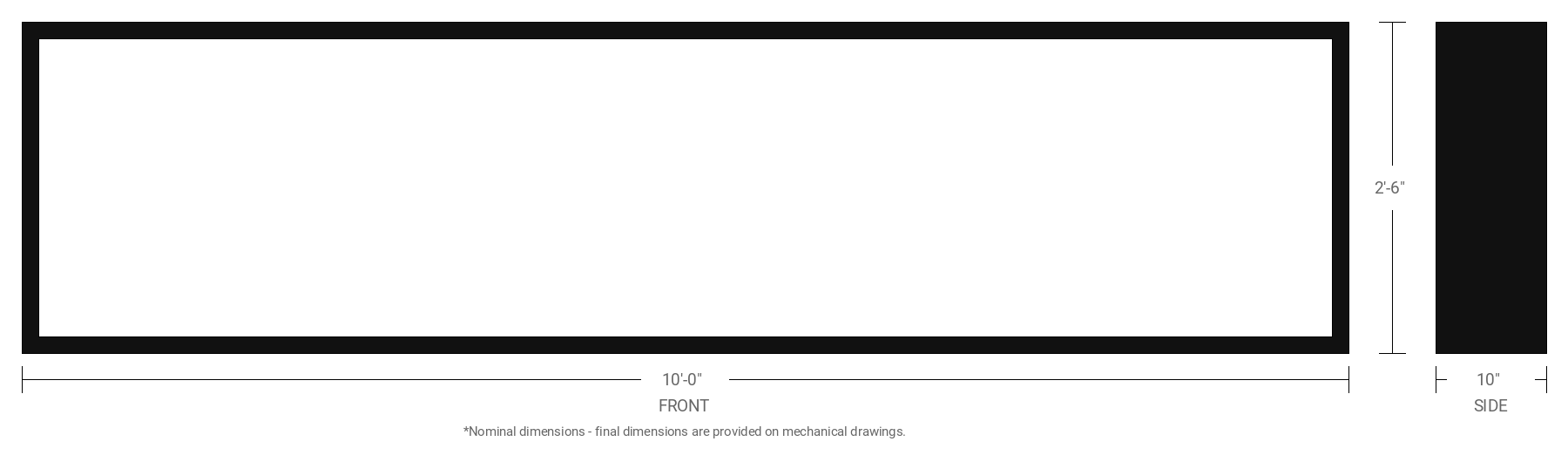 2.5' x 10' Double Sided Aluminum Sign Cabinet with 10" Extrusion