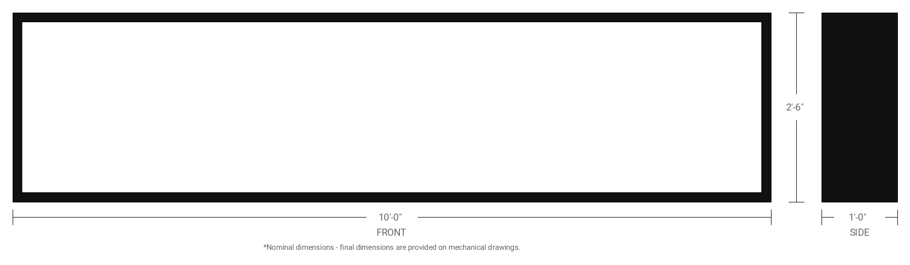 2.5' x 10' Double Sided Aluminum Sign Cabinet with 12" Extrusion