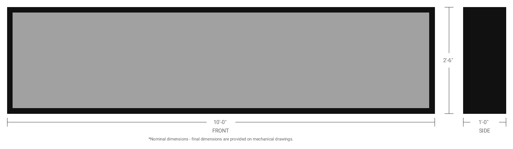 2.5' x 10' Single Sided Aluminum Sign Cabinet with 12" Extrusion