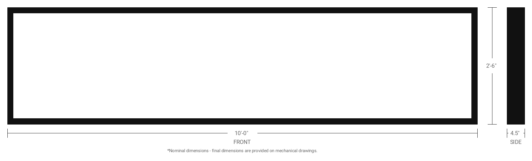 2.5' x 10' Double Sided Aluminum Sign Cabinet with 4.5" Extrusion