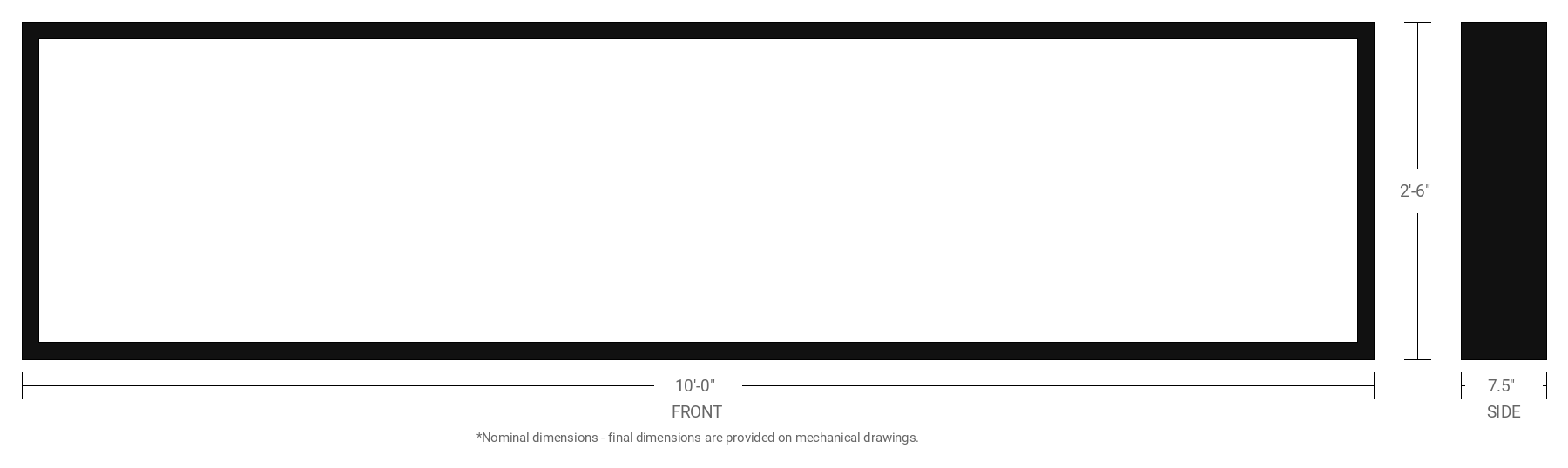 2.5' x 10' Double Sided Aluminum Sign Cabinet with 7.5" Extrusion