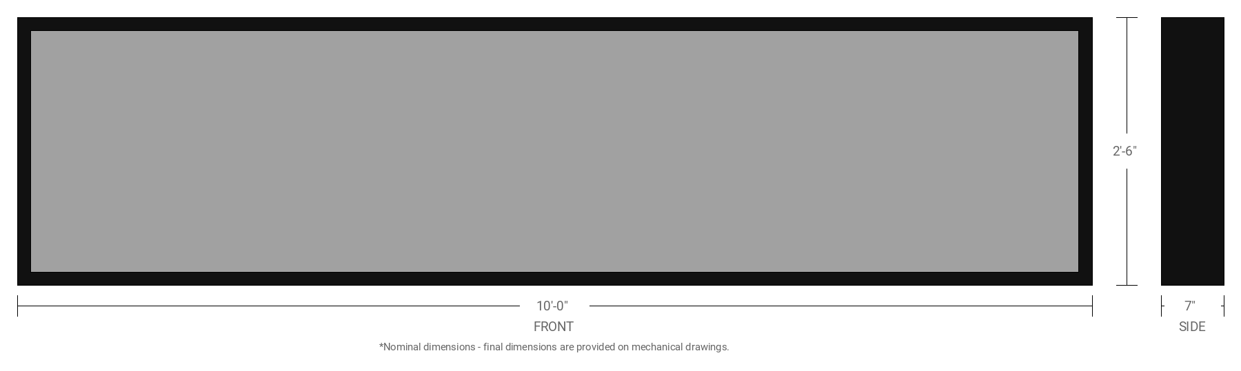 2.5' x 10' Single Sided Aluminum Sign Cabinet with 7" Extrusion