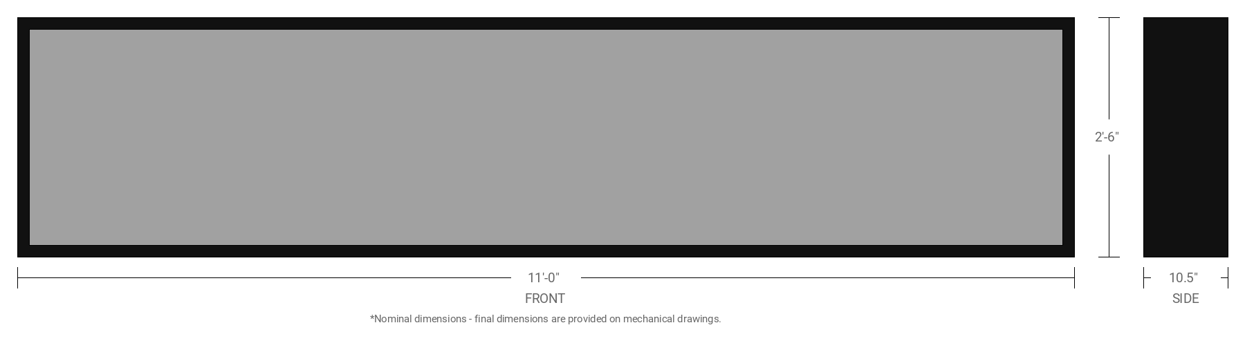 2.5' x 11' Single Sided Aluminum Sign Cabinet with 10.5" Extrusion