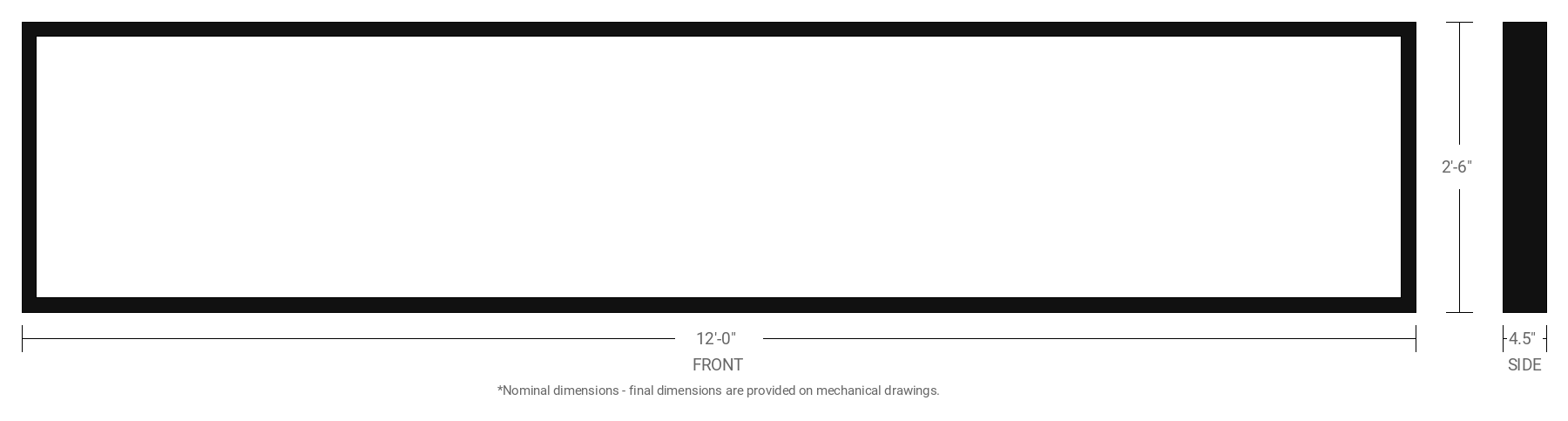 2.5' x 12' Double Sided Aluminum Sign Cabinet with 4.5" Extrusion