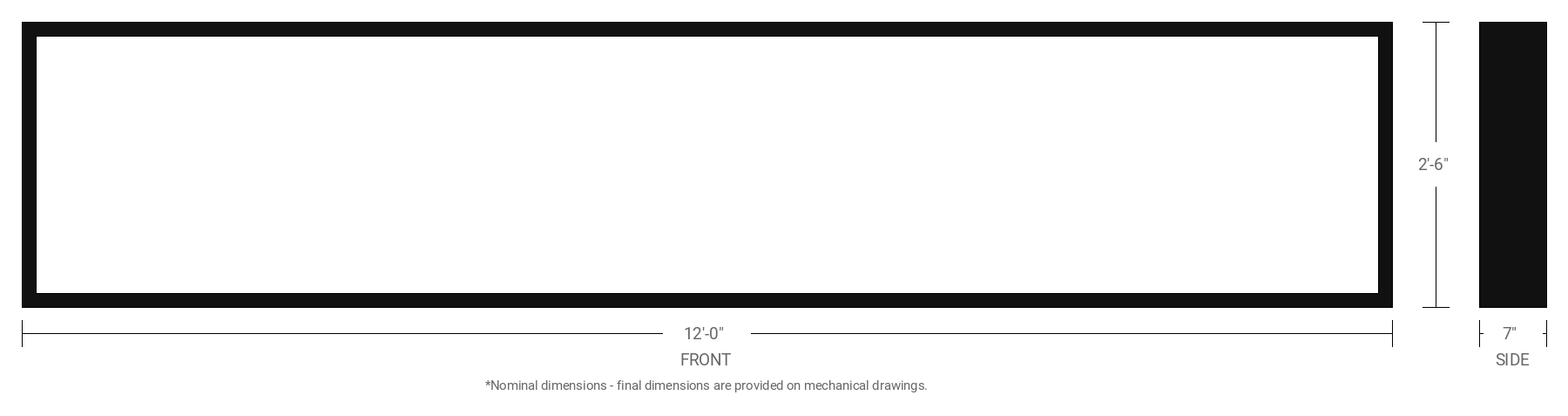 2.5' x 12' Double Sided Aluminum Sign Cabinet with 7" Extrusion