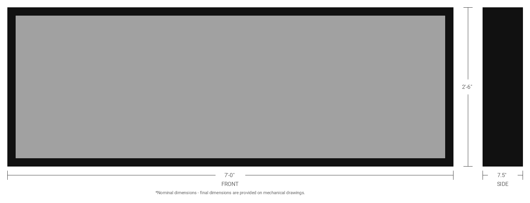 2.5' x 7' Single Sided Aluminum Sign Cabinet with 7.5" Extrusion