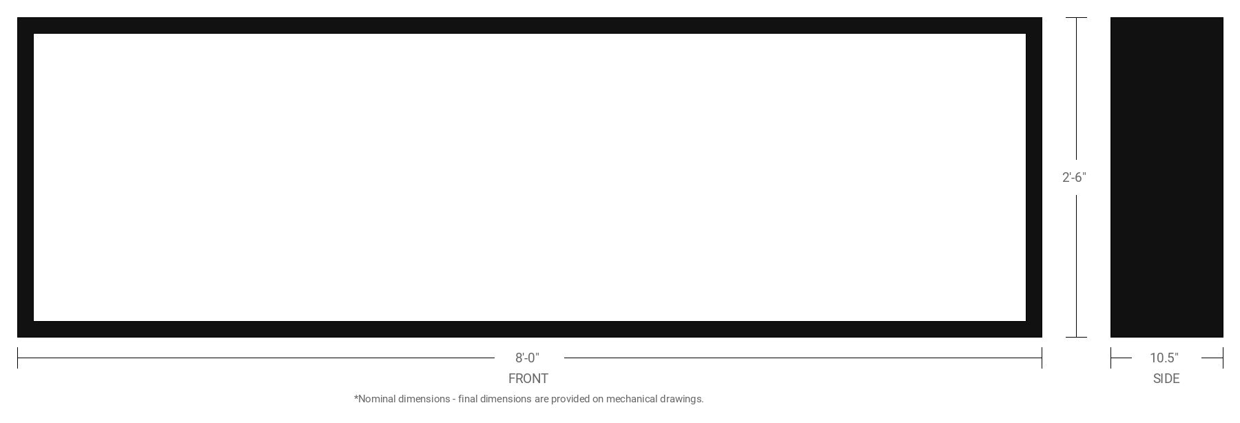 2.5' x 8' Double Sided Aluminum Sign Cabinet with 10.5" Extrusion