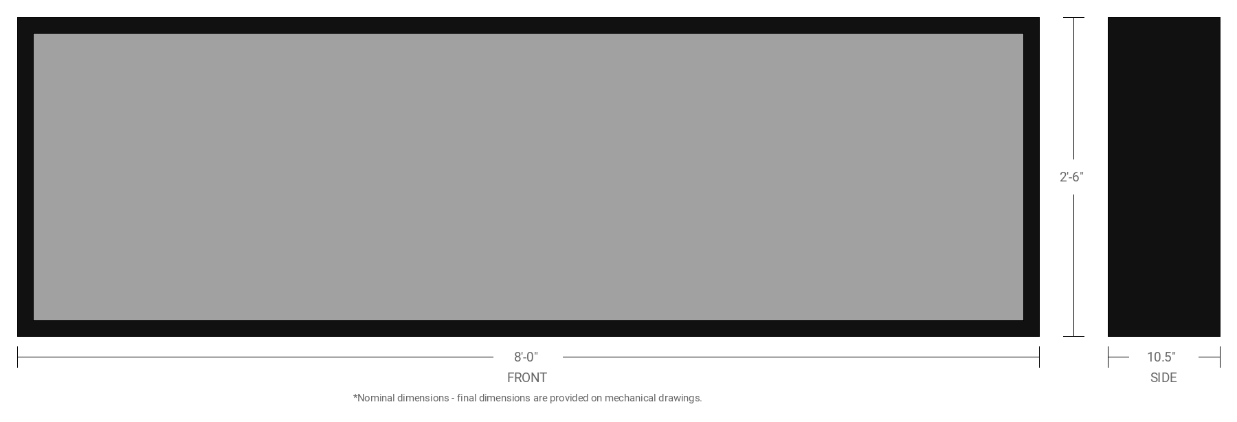 2.5' x 8' Single Sided Aluminum Sign Cabinet with 10.5" Extrusion