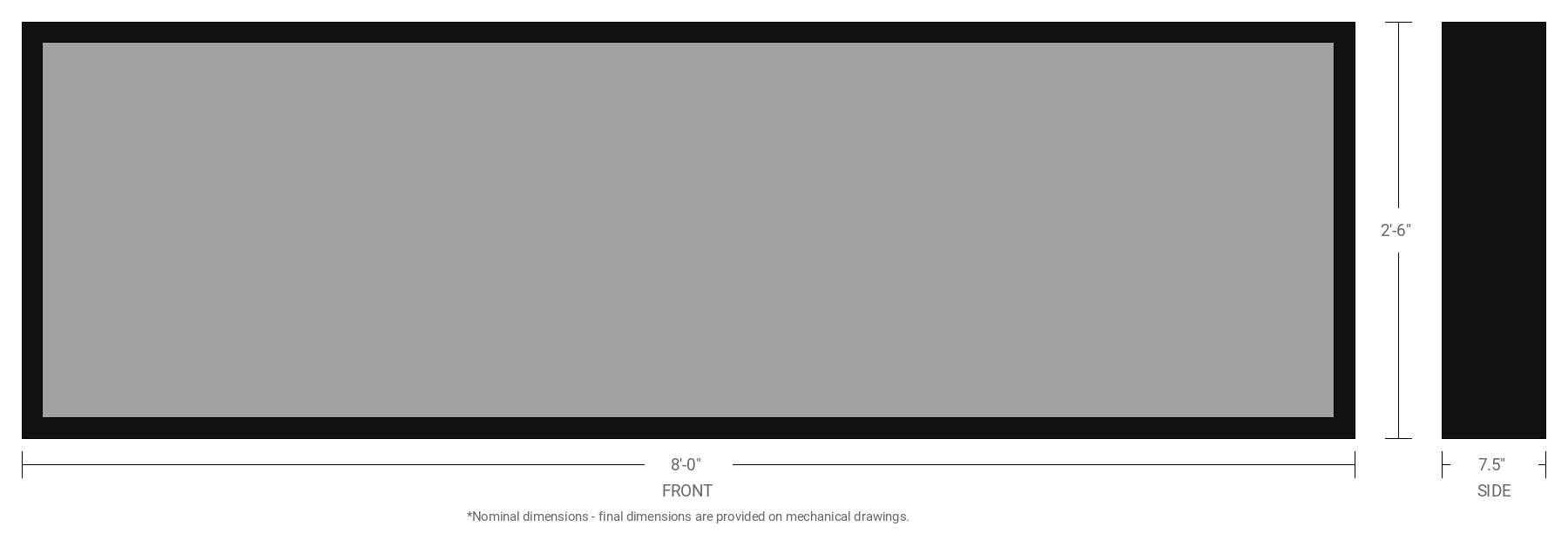 2.5' x 8' Single Sided Aluminum Sign Cabinet with 7.5" Extrusion