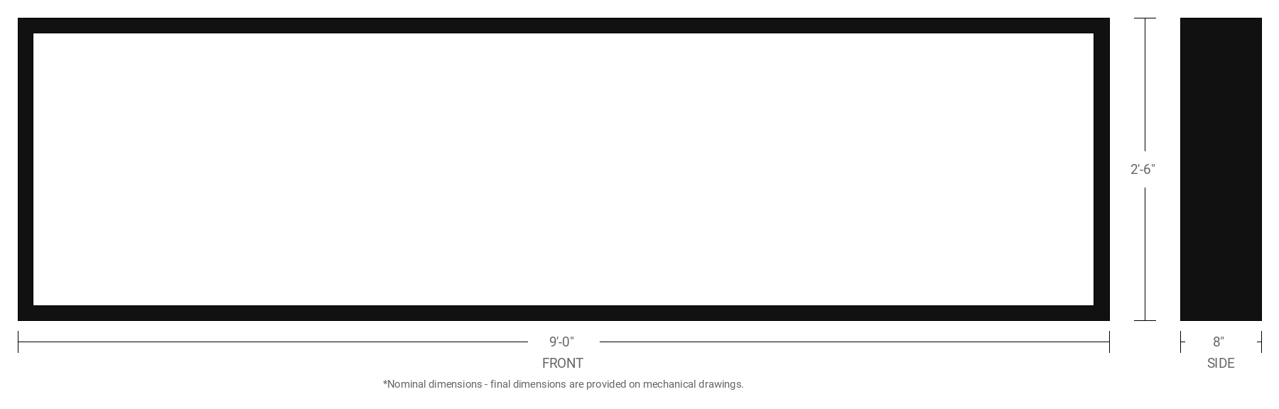 2.5' x 9' Double Sided Aluminum Sign Cabinet with 8" Extrusion