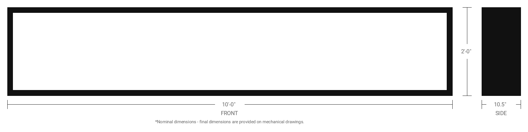 2' x 10' Double Sided Aluminum Sign Cabinet with 10.5" Extrusion