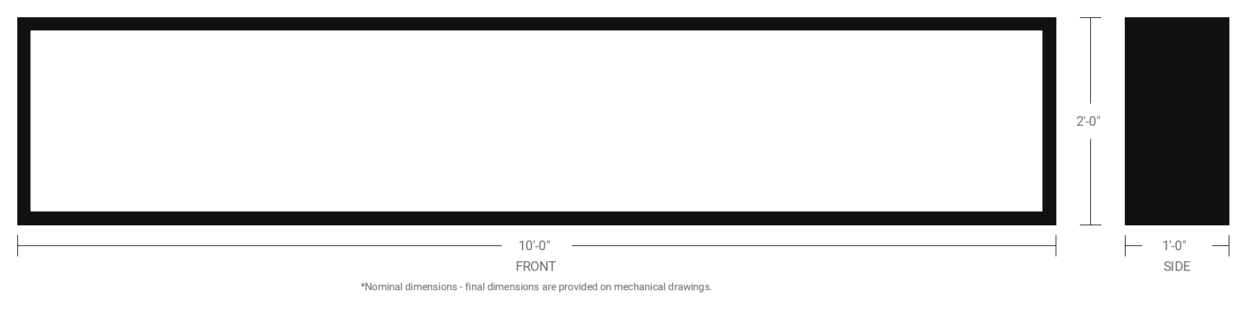 2' x 10' Double Sided Aluminum Sign Cabinet with 12" Extrusion