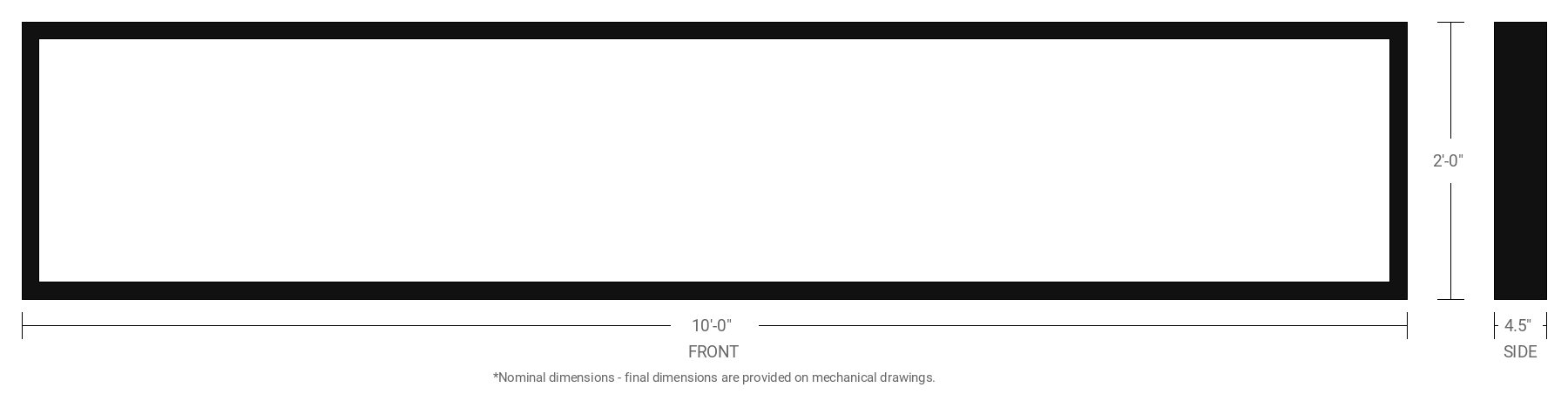 2' x 10' Double Sided Aluminum Sign Cabinet with 4.5" Extrusion