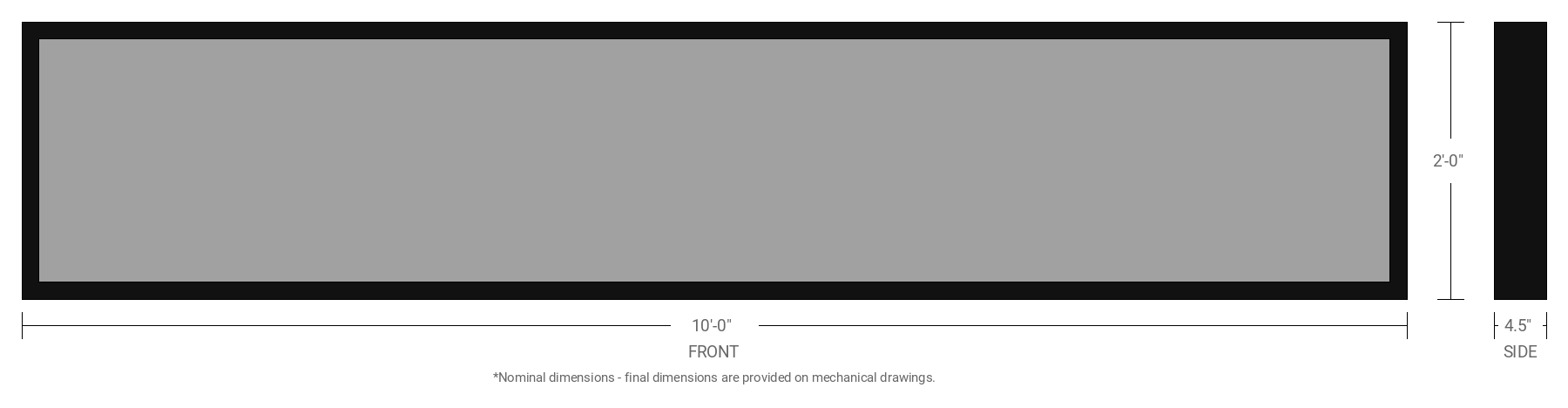 2' x 10' Single Sided Aluminum Sign Cabinet with 4.5" Extrusion