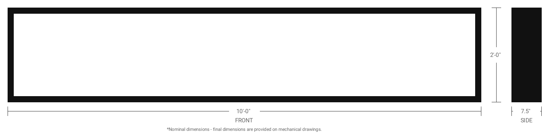 2' x 10' Double Sided Aluminum Sign Cabinet with 7.5" Extrusion