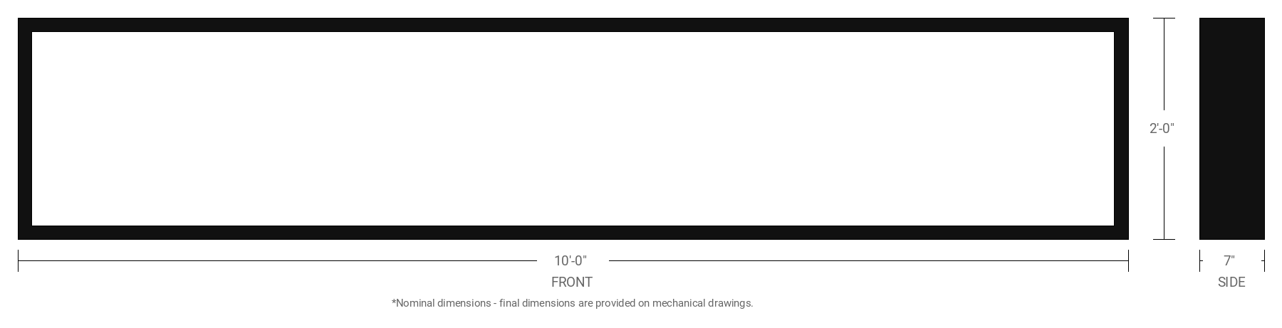 2' x 10' Double Sided Aluminum Sign Cabinet with 7" Extrusion