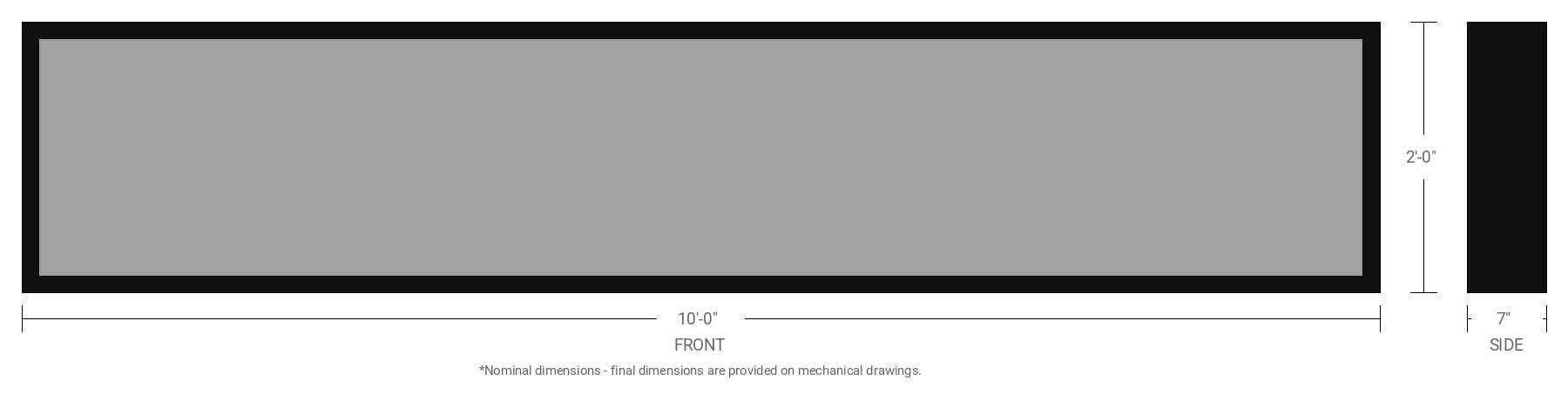 2' x 10' Single Sided Aluminum Sign Cabinet with 7" Extrusion