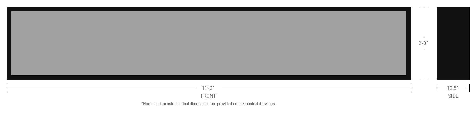 2' x 11' Single Sided Aluminum Sign Cabinet with 10.5" Extrusion