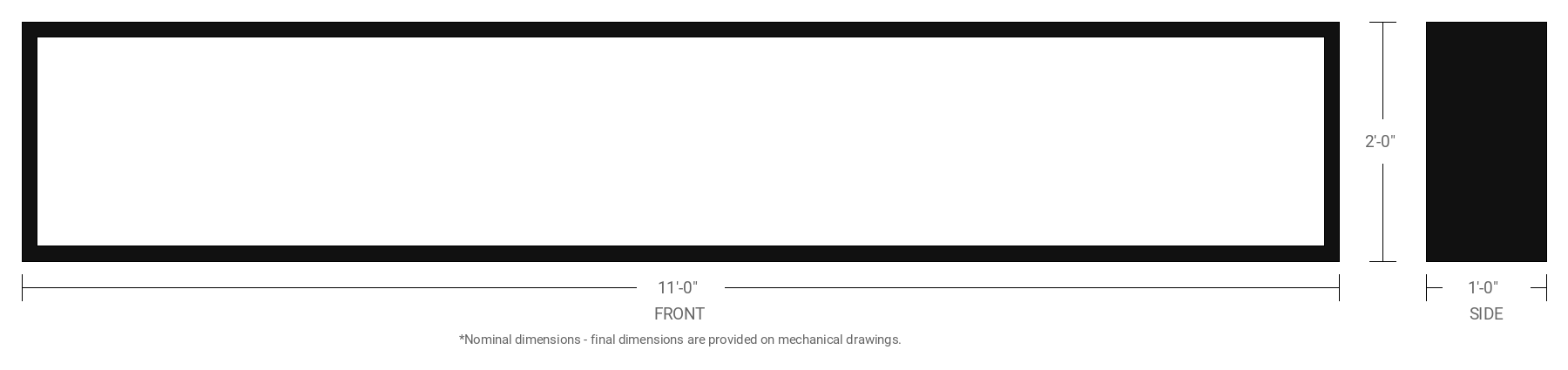 2' x 11' Double Sided Aluminum Sign Cabinet with 12" Extrusion