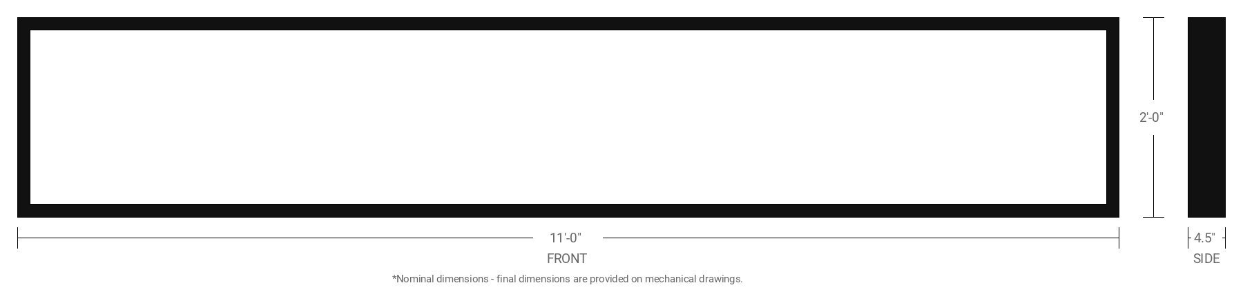 2' x 11' Double Sided Aluminum Sign Cabinet with 4.5" Extrusion