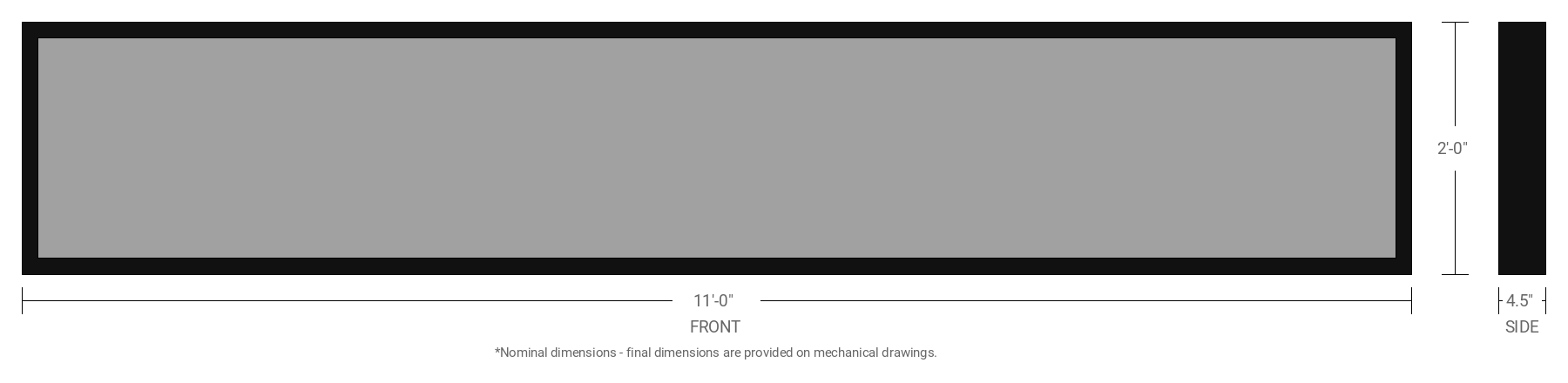 2' x 11' Single Sided Aluminum Sign Cabinet with 4.5" Extrusion