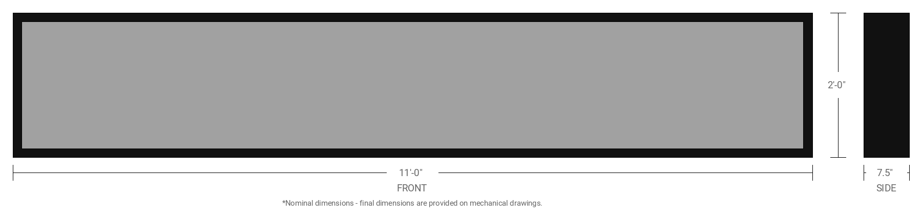 2' x 11' Single Sided Aluminum Sign Cabinet with 7.5" Extrusion