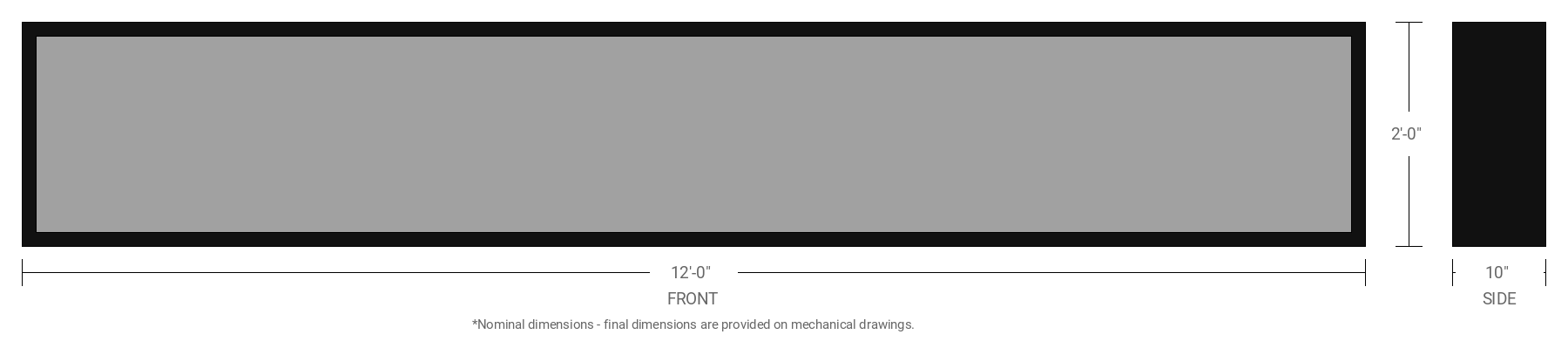 2' x 12' Single Sided Aluminum Sign Cabinet with 10" Extrusion