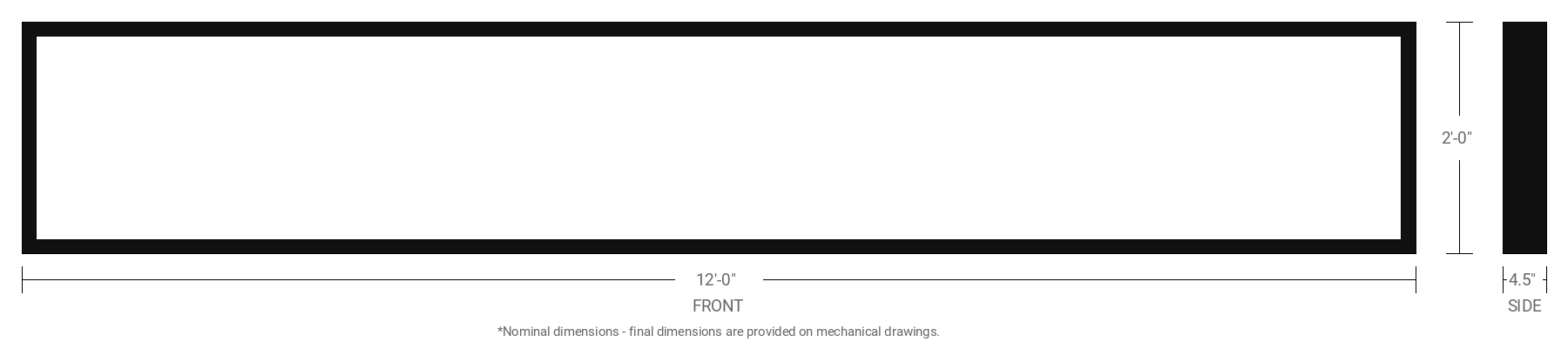 2' x 12' Double Sided Aluminum Sign Cabinet with 4.5" Extrusion