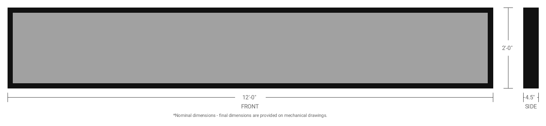 2' x 12' Single Sided Aluminum Sign Cabinet with 4.5" Extrusion