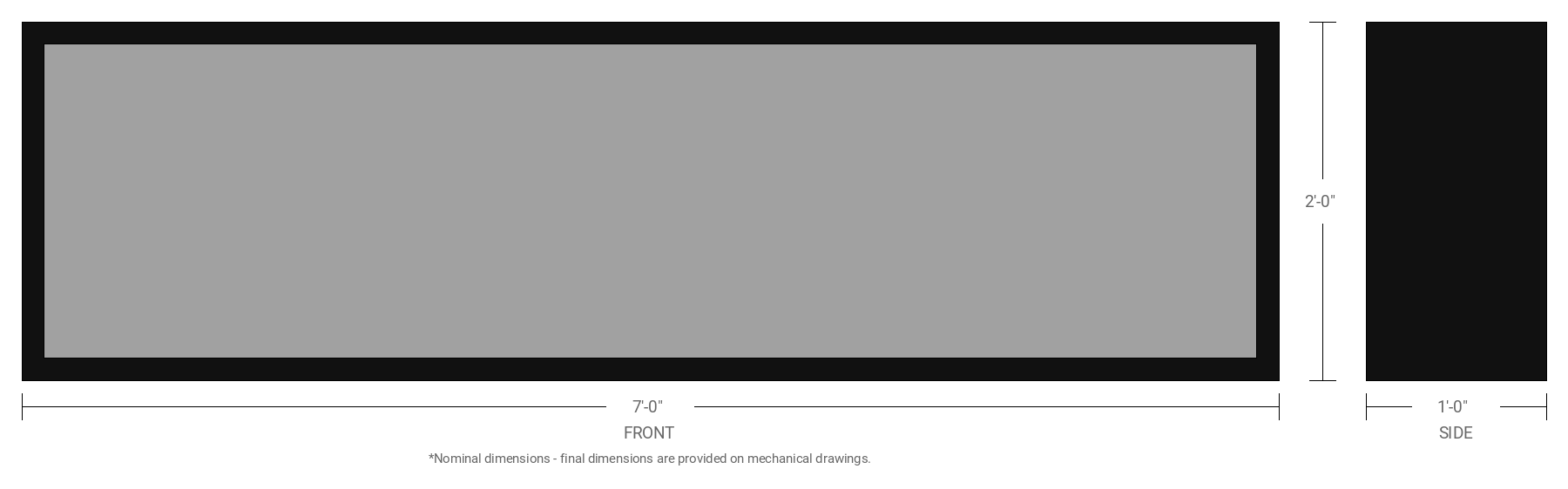 2' x 7' Single Sided Aluminum Sign Cabinet with 12" Extrusion