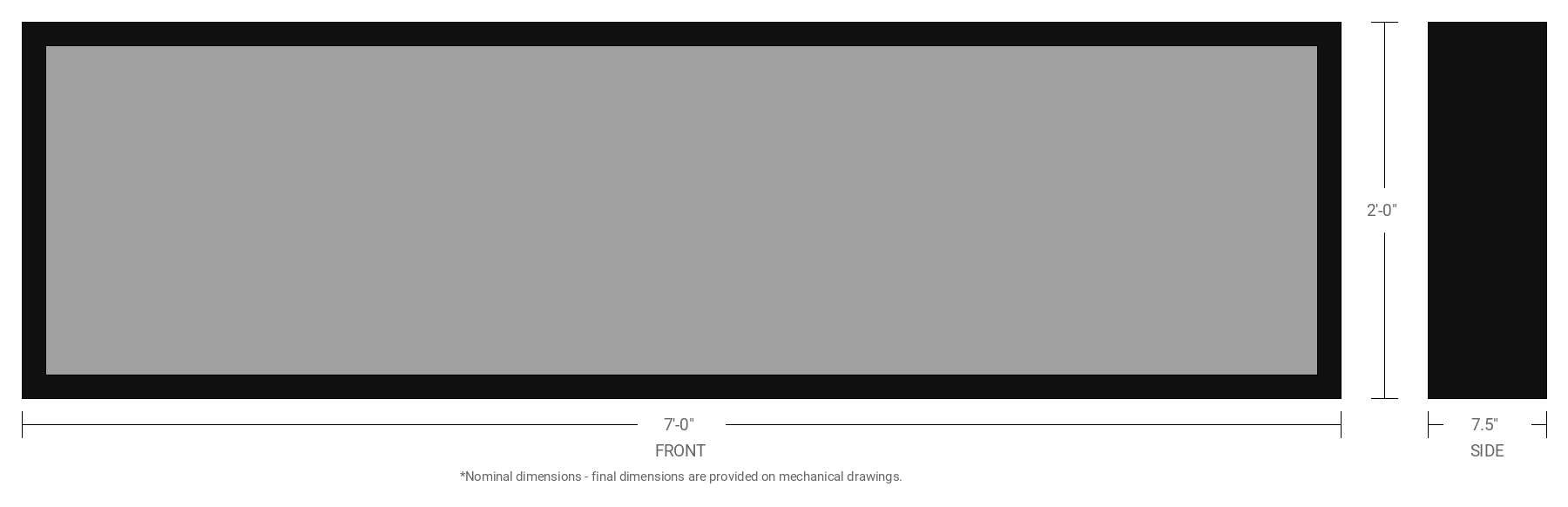 2' x 7' Single Sided Aluminum Sign Cabinet with 7.5" Extrusion