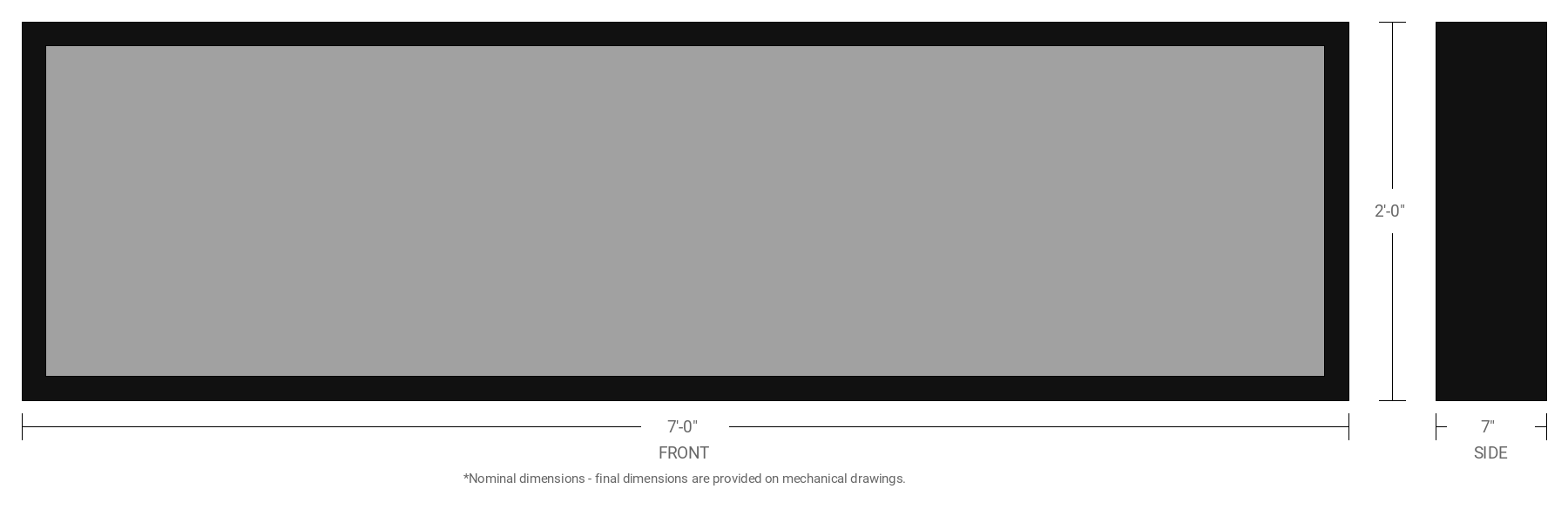 2' x 7' Single Sided Aluminum Sign Cabinet with 7" Extrusion