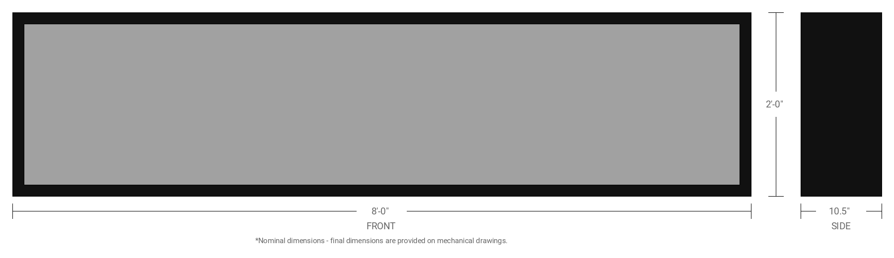 2' x 8' Single Sided Aluminum Sign Cabinet with 10.5" Extrusion