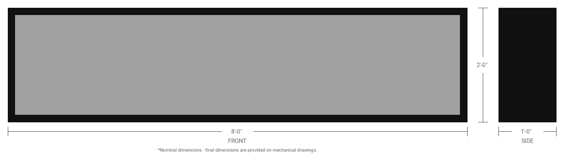 2' x 8' Single Sided Aluminum Sign Cabinet with 12" Extrusion