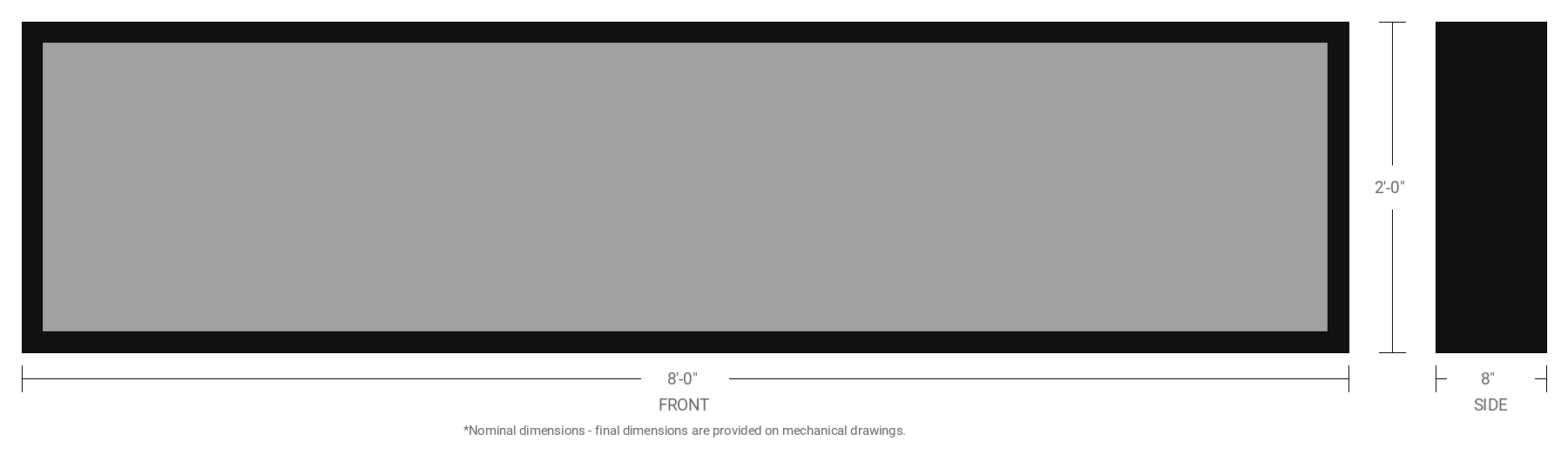 2' x 8' Single Sided Aluminum Sign Cabinet with 8" Extrusion