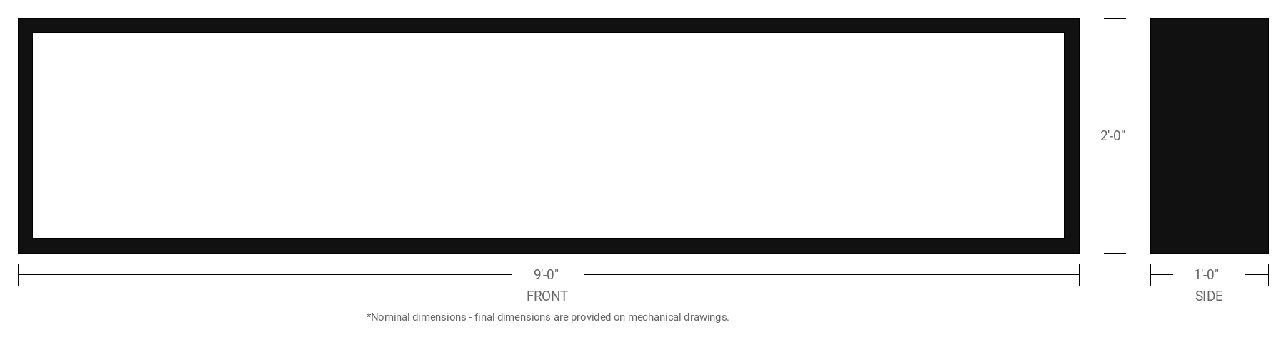 2' x 9' Double Sided Aluminum Sign Cabinet with 12" Extrusion