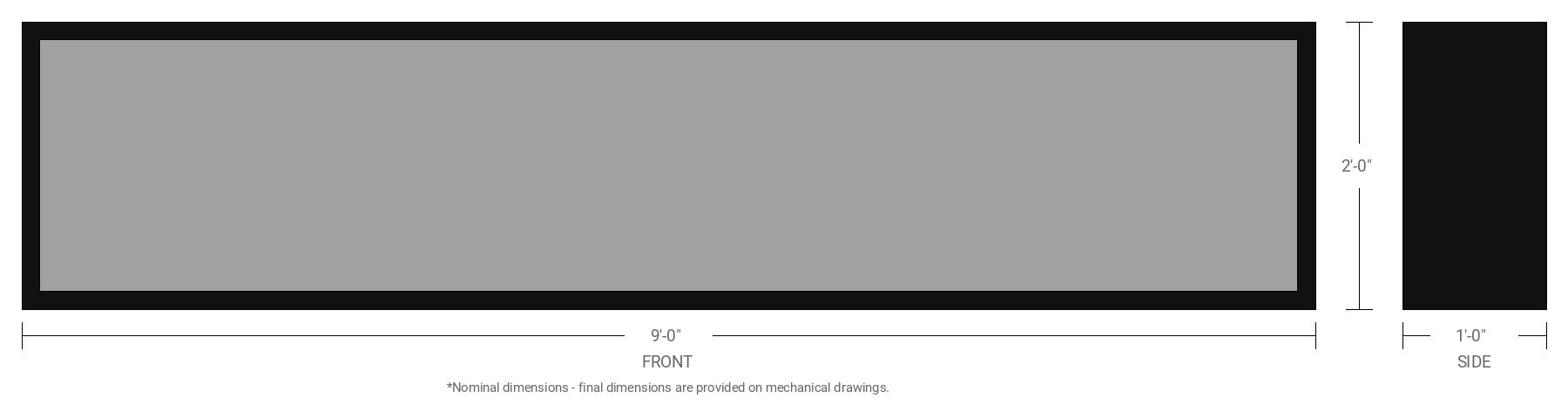 2' x 9' Single Sided Aluminum Sign Cabinet with 12" Extrusion