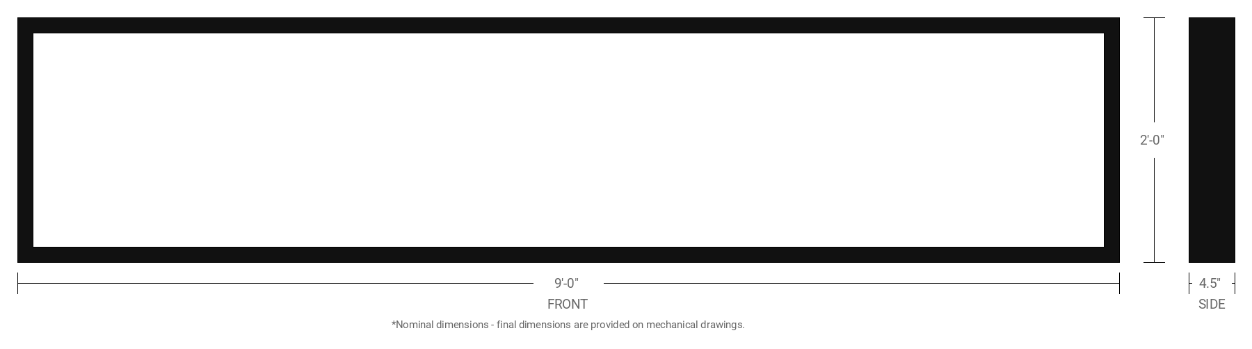 2' x 9' Double Sided Aluminum Sign Cabinet with 4.5" Extrusion