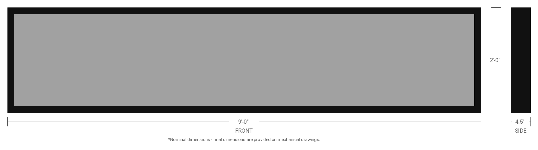 2' x 9' Single Sided Aluminum Sign Cabinet with 4.5" Extrusion