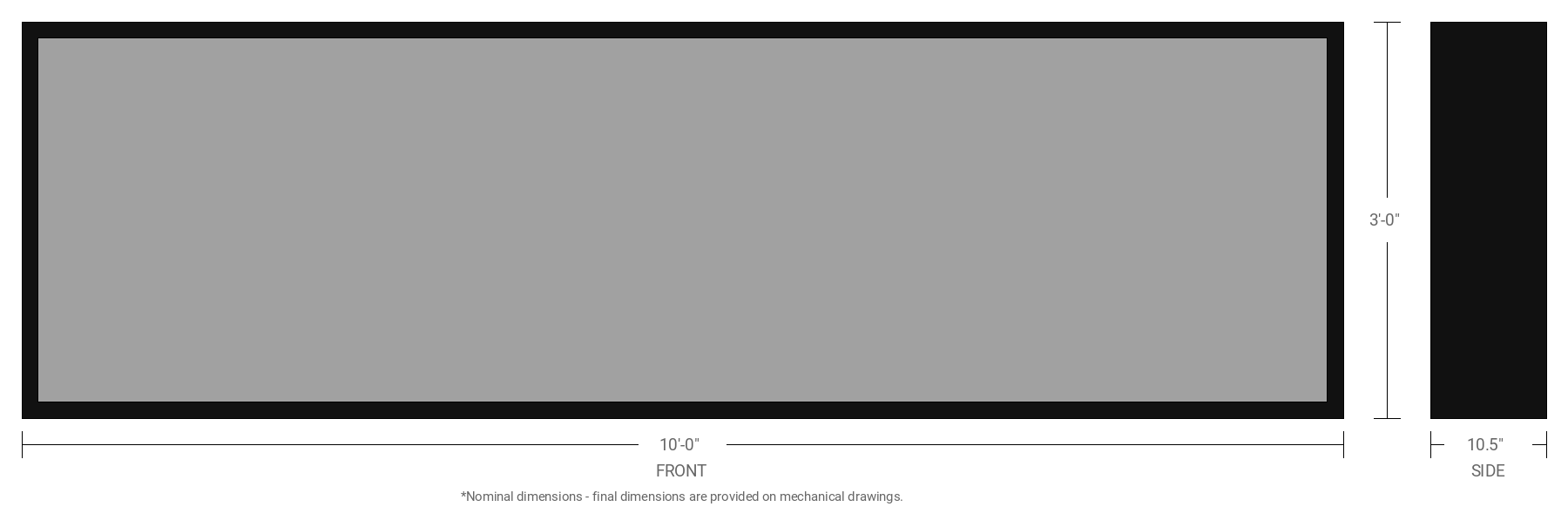 3' x 10' Single Sided Aluminum Sign Cabinet with 10.5" Extrusion